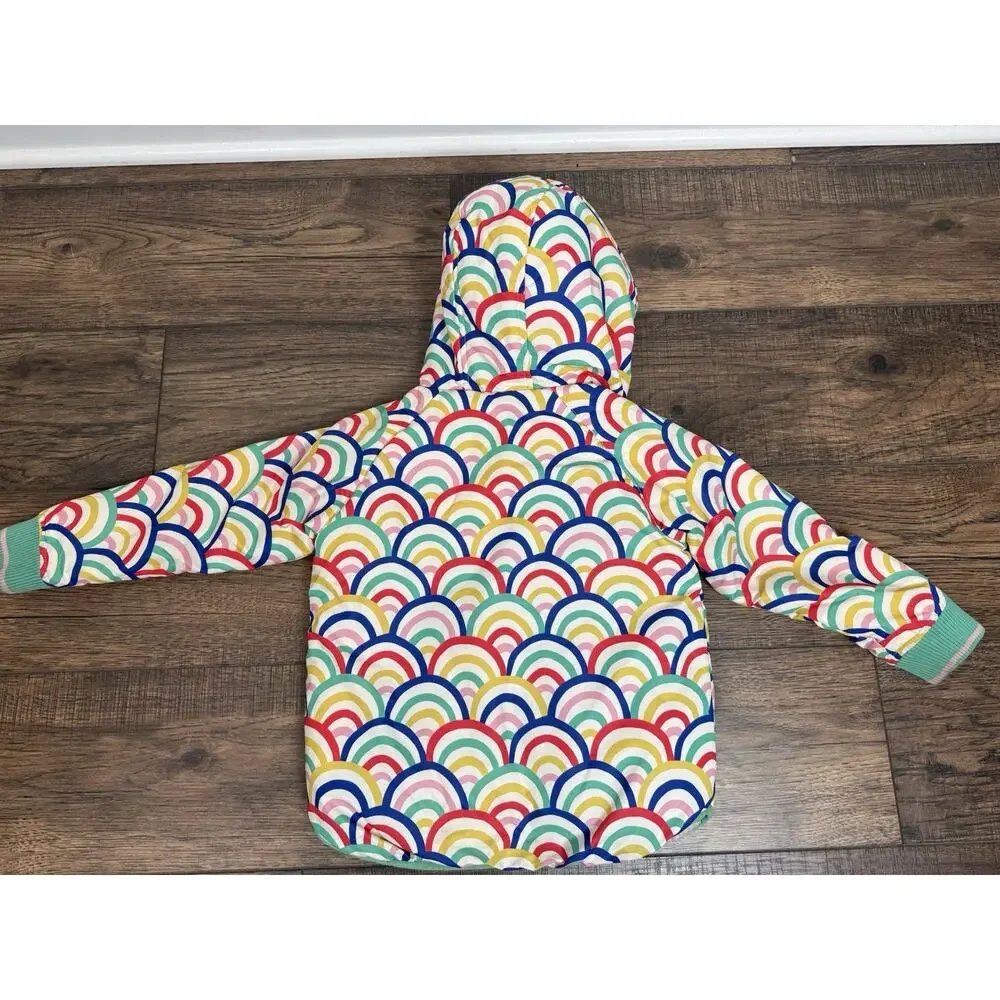Mini Boden Girls Rainbow Arches Fleece Lined Puffer Jacket Coat Hooded 5-6